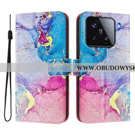 Skórzany Futerał Xiaomi 15 Etui Na Telefon Wielobarwny Marmur