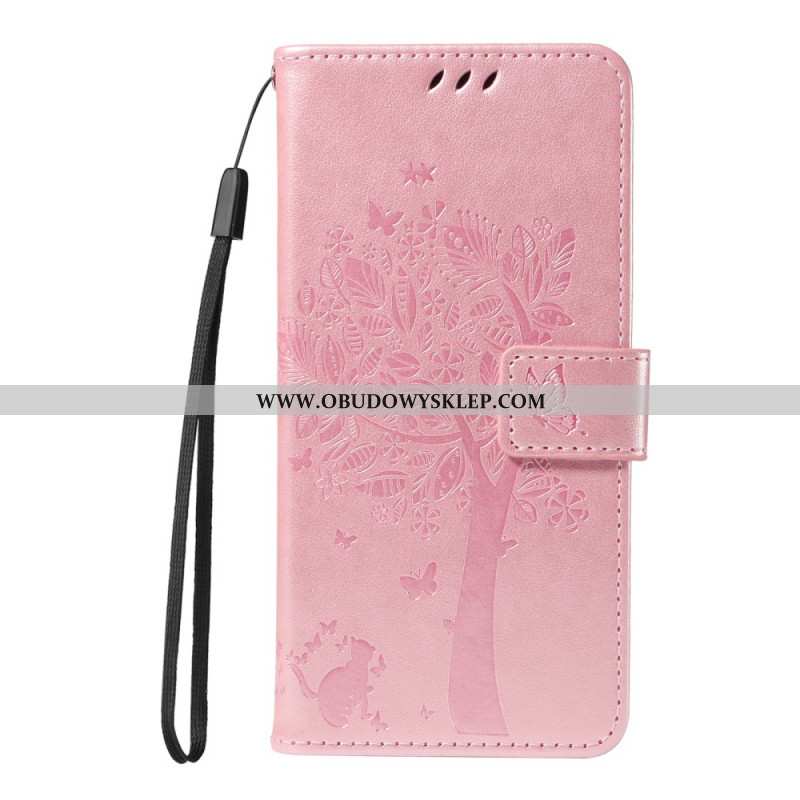 Skórzany Futerał Xiaomi 15 Ultra Etui Na Telefon Drzewko Dla Kota