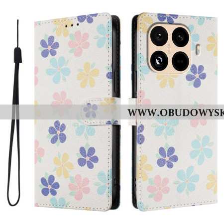 Skórzany Futerał Xiaomi 15t Pro Etui Na Telefon Małe Kwiaty