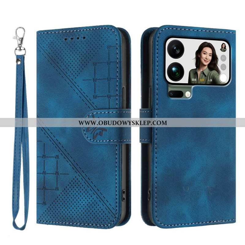 Skórzany Futerał Xiaomi 17 Pro Max Etui Na Telefon Wzór Motyla I Geometryczny