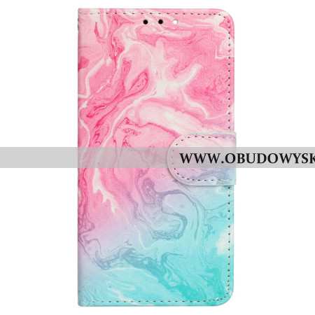Skórzany Futerał Xiaomi Redmi Note 14 Pro 4g Etui Na Telefon Marmur W Kolorze Różowego I Zielonego Z