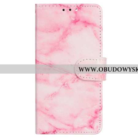 Skórzany Futerał Xiaomi Redmi Note 14 Pro 4g Etui Na Telefon Różowy Wzór Marmuru