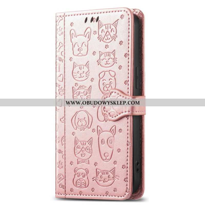 Skórzany Futerał Xiaomi Redmi Note 14 Pro Plus 5g Etui Na Telefon Animowane Zwierzęta