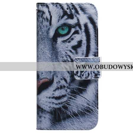 Skórzany Futerał Xiaomi Redmi Note 15 5g Etui Na Telefon Biały Tygrys