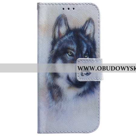 Skórzany Futerał Xiaomi Redmi Note 15 5g Etui Na Telefon Wilk Akwarelowy