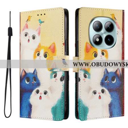 Skórzany Futerał Xiaomi Redmi Note 15 Pro Plus 5g Etui Na Telefon Kolorowe Koty