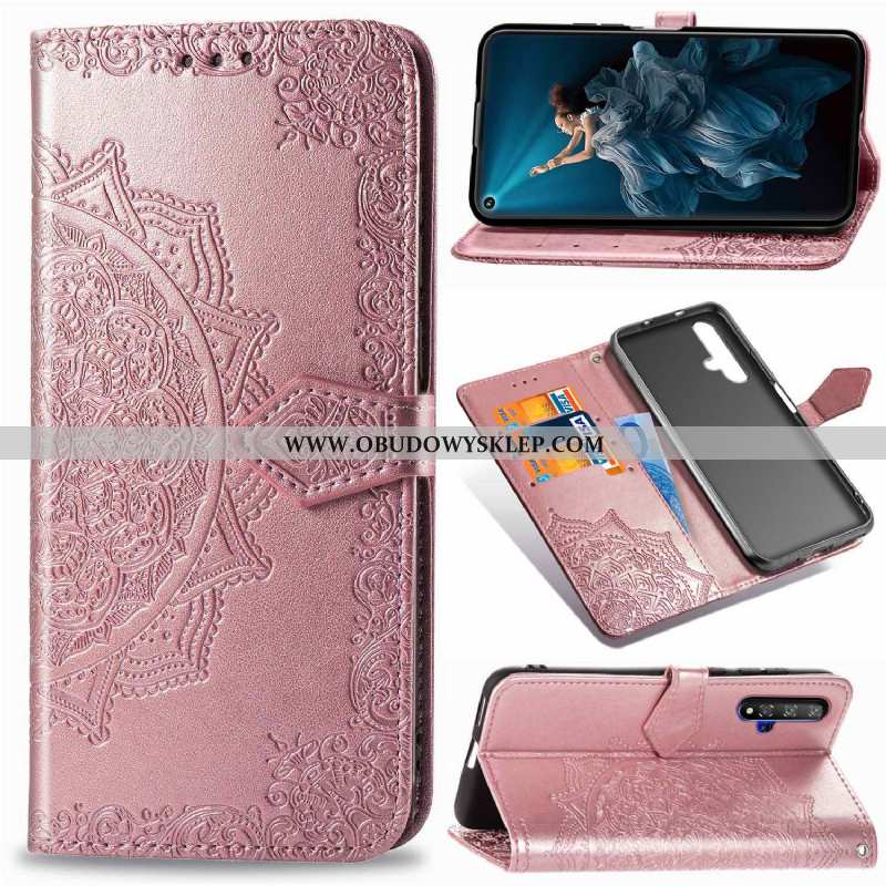 Etui Honor 20 Ochraniacz Wiszące Ozdoby Relief, Futerał Honor 20 Skórzane Skóra Zielone