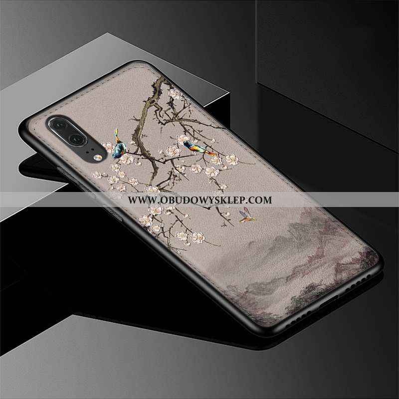 Etui Huawei P20 Ochraniacz Silikonowe Anti-fall, Futerał Huawei P20 Relief Wino Czerwone Bordowa
