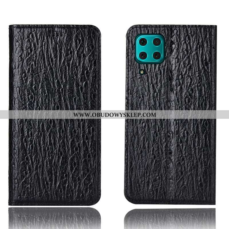 Etui Huawei P40 Lite Wzór Skórzane Ptak, Futerał Huawei P40 Lite Ochraniacz Ciemno Niebieski Granato