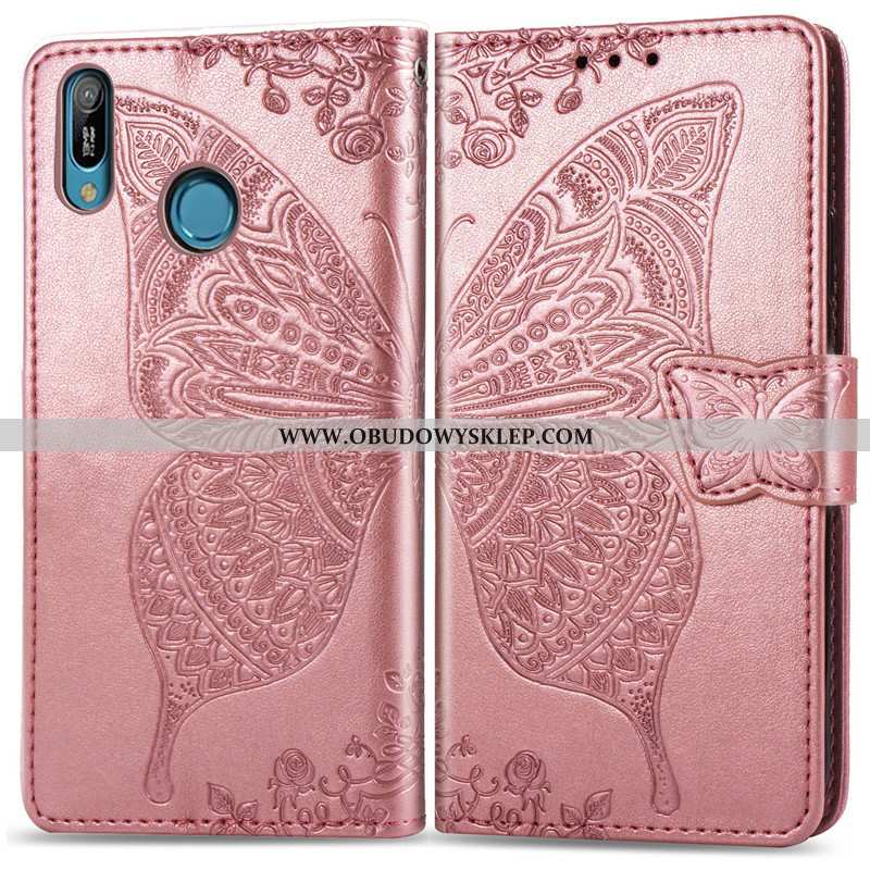 Etui Huawei Y6s Relief Pokrowce Motyl, Futerał Huawei Y6s Piękny Kwiaty Rozowa
