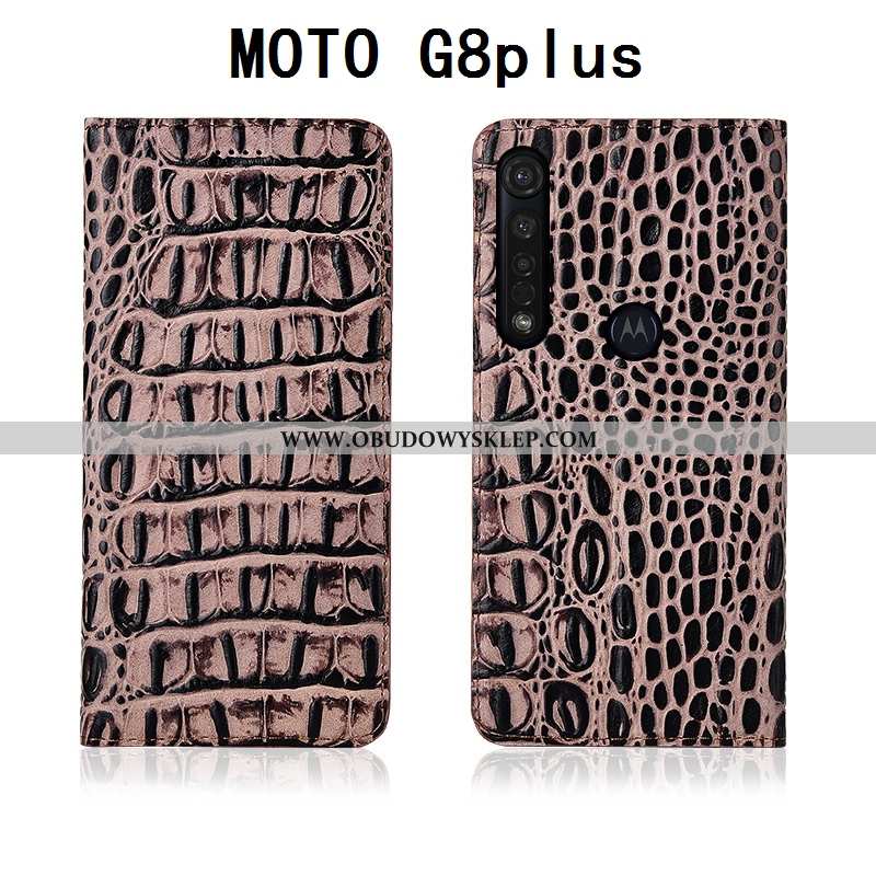 Etui Moto G8 Plus Prawdziwa Skóra Obudowa Silikonowe, Futerał Moto G8 Plus Miękki Anti-fall Niebiesk