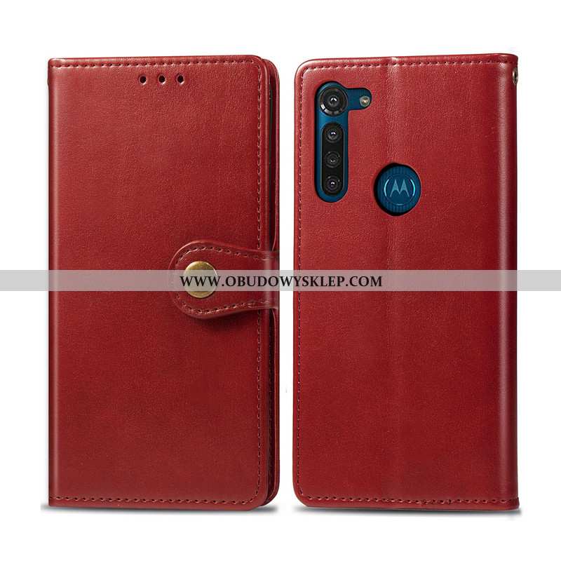 Etui Moto G8 Power Skórzane Biznes Proste, Futerał Moto G8 Power Wiszące Ozdoby Obudowa Zielone