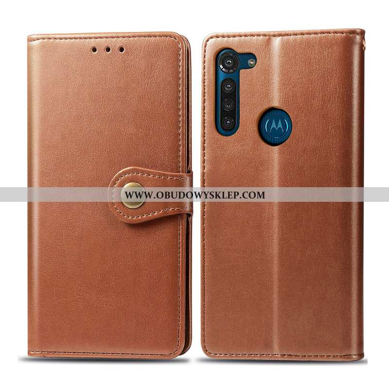 Etui Moto G8 Power Skórzane Biznes Proste, Futerał Moto G8 Power Wiszące Ozdoby Obudowa Zielone