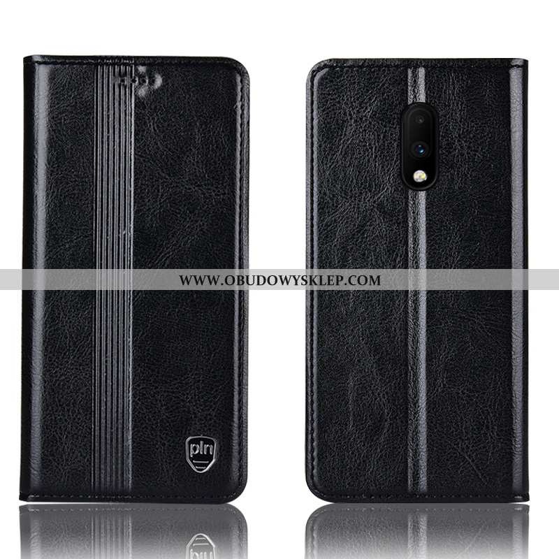 Etui Oneplus 7 Ochraniacz Anti-fall Etui, Futerał Oneplus 7 Prawdziwa Skóra Telefon Komórkowy Czarna