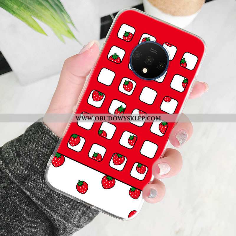 Etui Oneplus 7t Ochraniacz Kreskówka, Futerał Oneplus 7t Przezroczysty Czerwony Czerwona