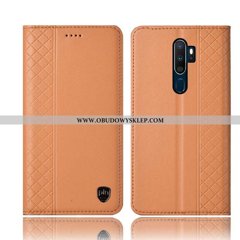 Etui Oppo A5 2020 Skórzane Żółty All Inclusive, Futerał Oppo A5 2020 Ochraniacz Anti-fall Żółta