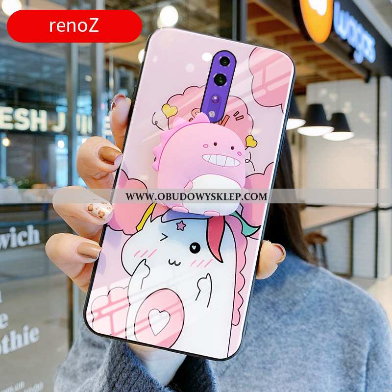 Etui Oppo Reno Z Szkło Mały Telefon Komórkowy, Futerał Oppo Reno Z Osobowość Trójwymiarowy Zielone