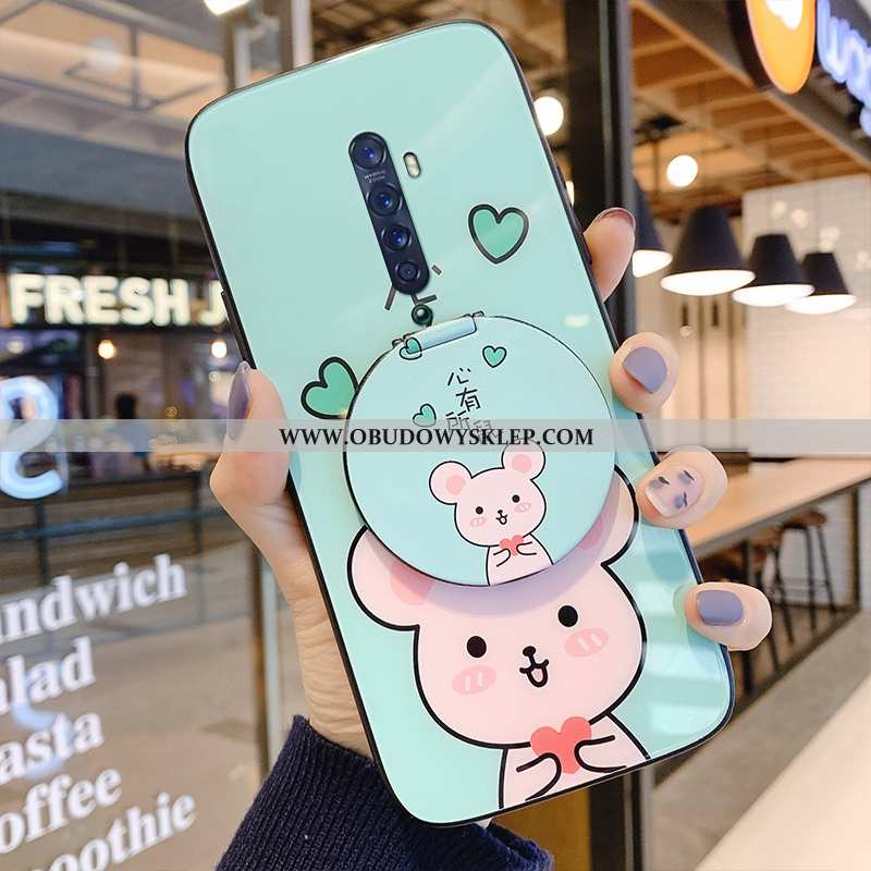 Etui Oppo Reno2 Moda Czerwony Netto Okrągła, Futerał Oppo Reno2 Trendy Szkło Zielone