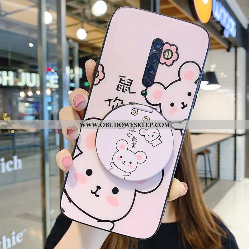 Etui Oppo Reno2 Moda Czerwony Netto Okrągła, Futerał Oppo Reno2 Trendy Szkło Zielone