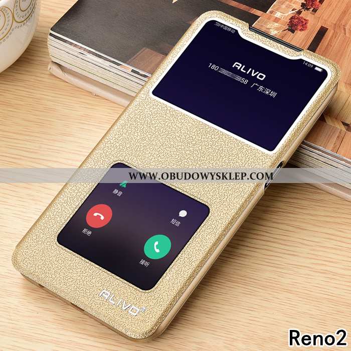 Etui Oppo Reno2 Skórzane Anti-fall Futerał, Futerał Oppo Reno2 Miękki Brązowy Kawowy