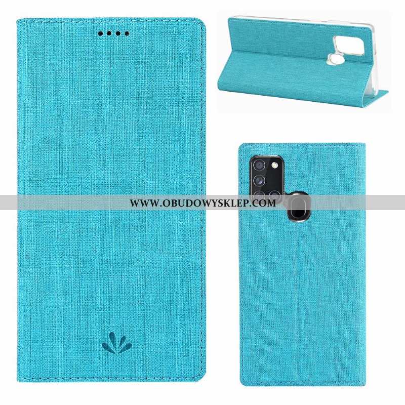 Etui Samsung Galaxy A21s Miękki Klapa Anti-fall, Futerał Samsung Galaxy A21s Skórzane Niebieska
