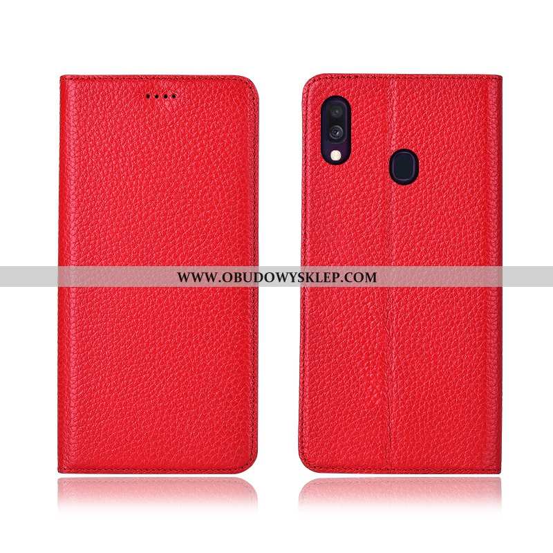 Etui Samsung Galaxy A40 Silikonowe Miękki, Futerał Samsung Galaxy A40 Ochraniacz Prawdziwa Skóra Cza