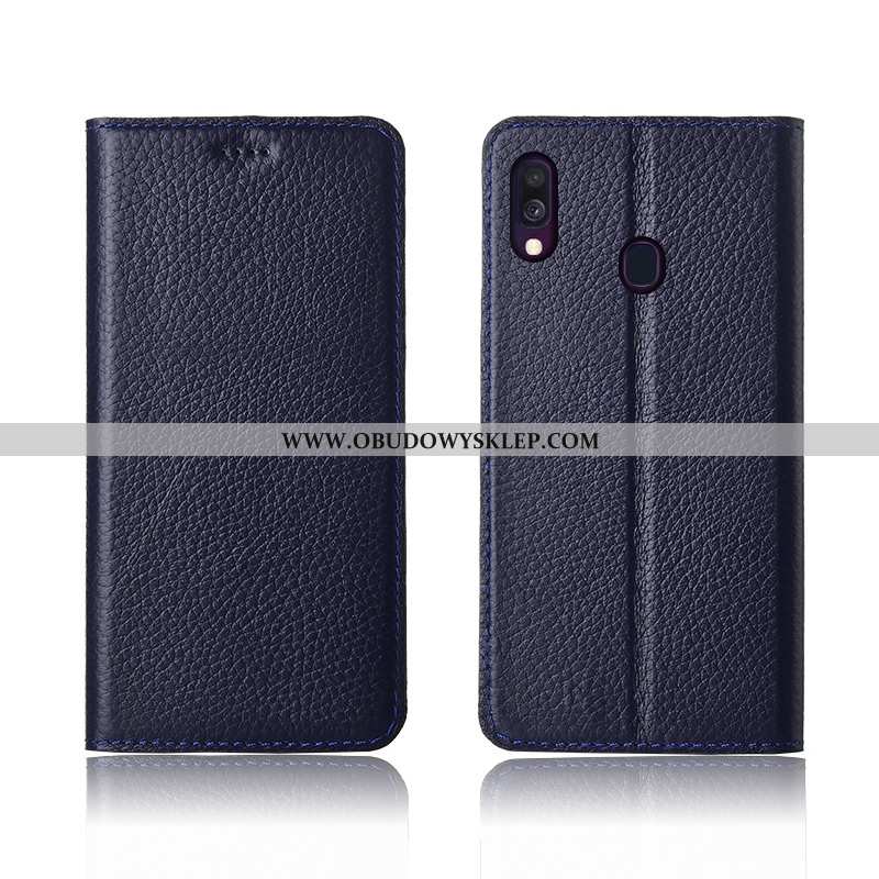 Etui Samsung Galaxy A40 Silikonowe Miękki, Futerał Samsung Galaxy A40 Ochraniacz Prawdziwa Skóra Cza