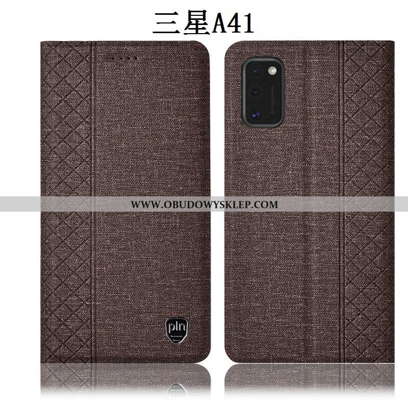 Etui Samsung Galaxy A41 Skórzane Różowe Gwiazda, Futerał Samsung Galaxy A41 Ochraniacz Obudowa Rozow