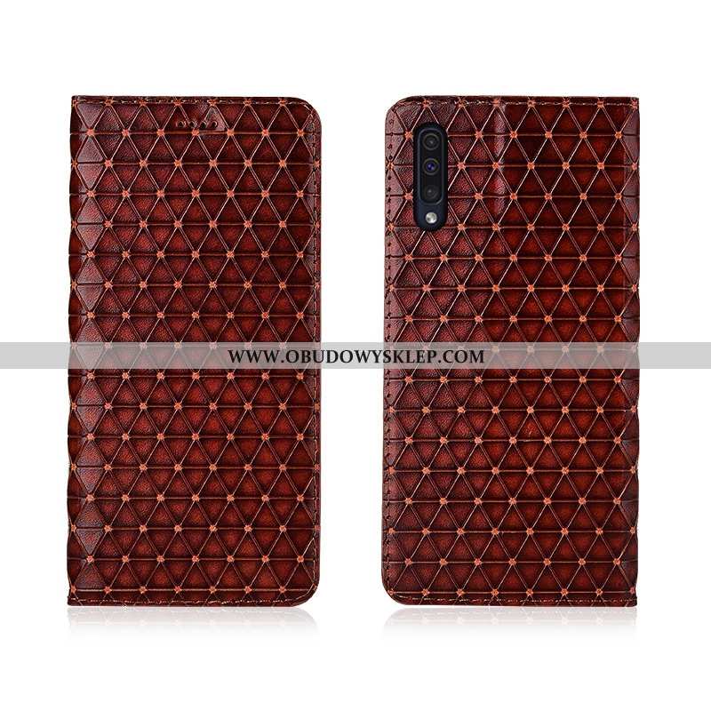 Etui Samsung Galaxy A50 Silikonowe Miękki, Futerał Samsung Galaxy A50 Ochraniacz Krata Kawowy