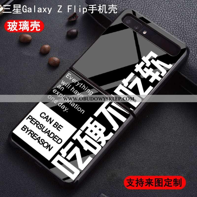 Etui Samsung Z Flip Szkło Czarny Nowy, Futerał Samsung Z Flip Ochraniacz Dostosowane Czarna