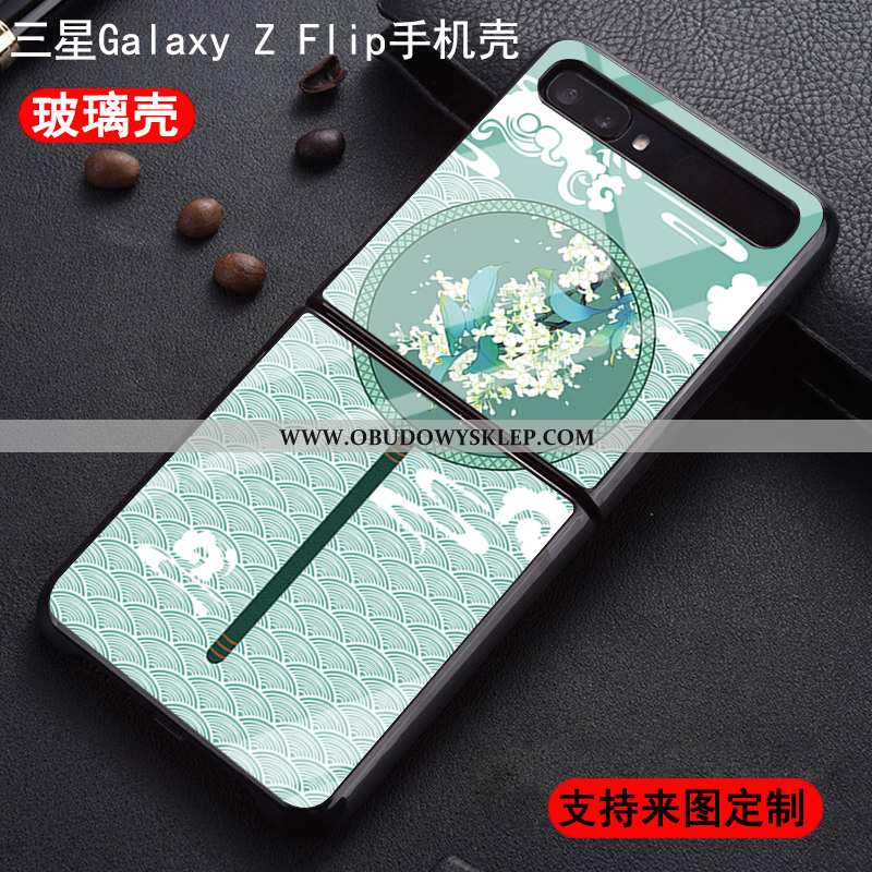 Etui Samsung Z Flip Trendy Biały Szkło, Futerał Samsung Z Flip Silikonowe Biała