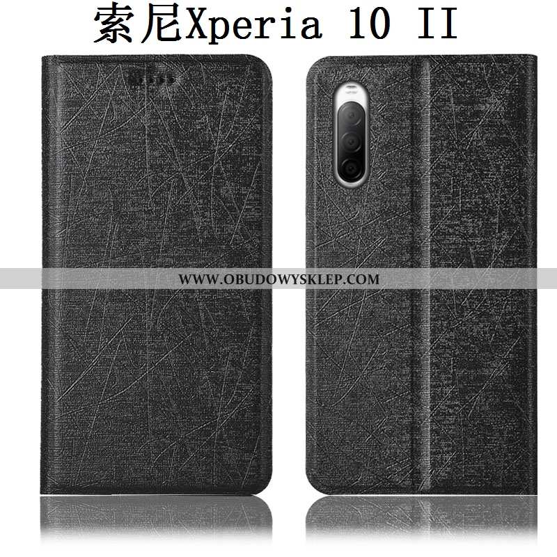 Etui Sony Xperia 10 Ii Ochraniacz Czarny Jedwab, Futerał Sony Xperia 10 Ii Skórzane Czarna