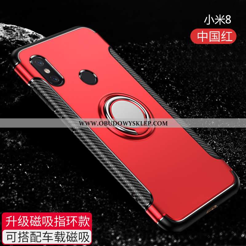 Etui Xiaomi Mi 8 Wzór Czerwony Netto Osobowość, Futerał Xiaomi Mi 8 Super Trudno Czarna