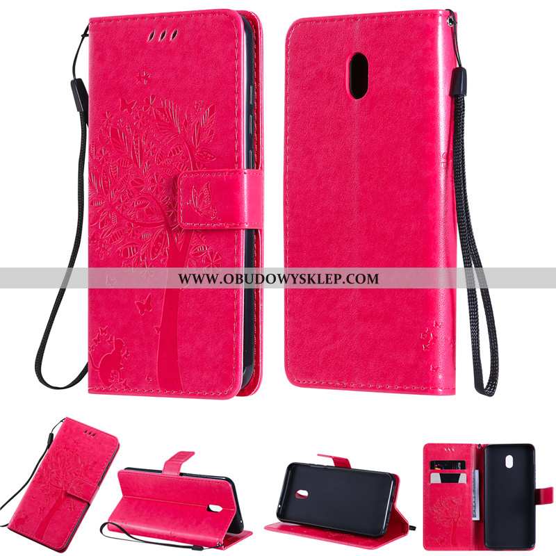 Etui Xiaomi Redmi 8a Skórzane Obudowa All Inclusive, Futerał Xiaomi Redmi 8a Czerwony Purpurowy Fiol