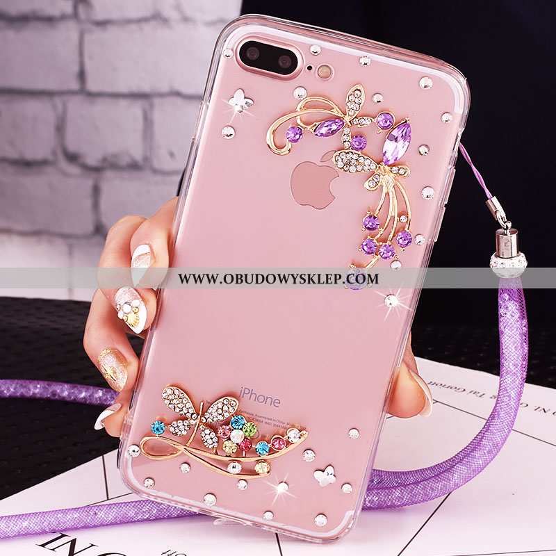 Etui iPhone 7 Plus Wiszące Ozdoby Futerał Złoto, iPhone 7 Plus Silikonowe Ring Złote