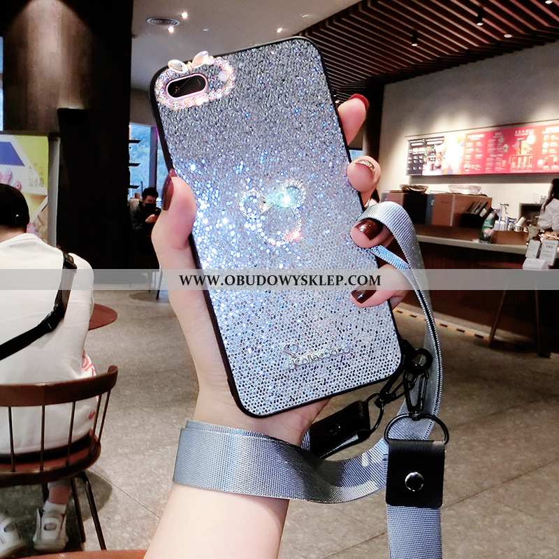 Etui iPhone 8 Plus Rhinestone Anti-fall Silikonowe, Futerał iPhone 8 Plus Osobowość Proste Fioletowy