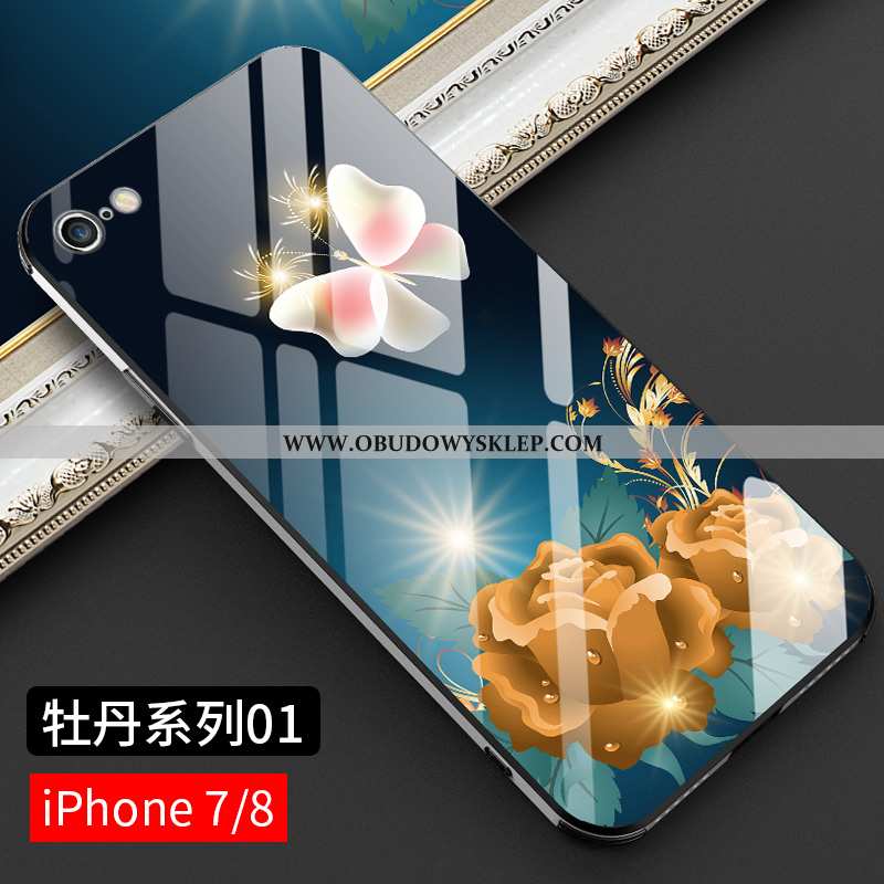 Etui iPhone 8 Szkło Cienkie Niebieski, Futerał iPhone 8 Moda Osobowość Niebieska