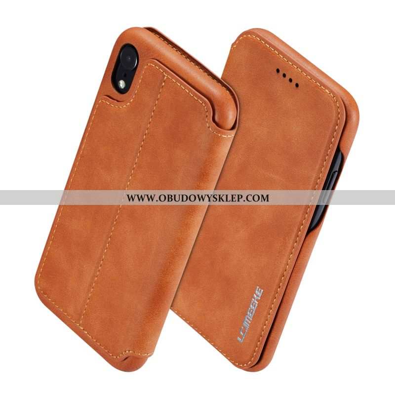 Etui iPhone Xr Skórzane Cienkie Ochraniacz, Futerał iPhone Xr Skóra Telefon Komórkowy Czerwona