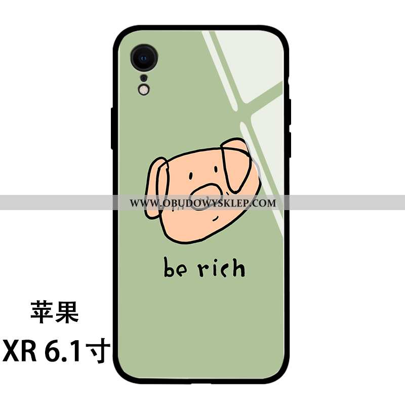 Etui iPhone Xr Szkło Silikonowe Kreskówka, Futerał iPhone Xr Osobowość Ręcznie Malowane Zielone