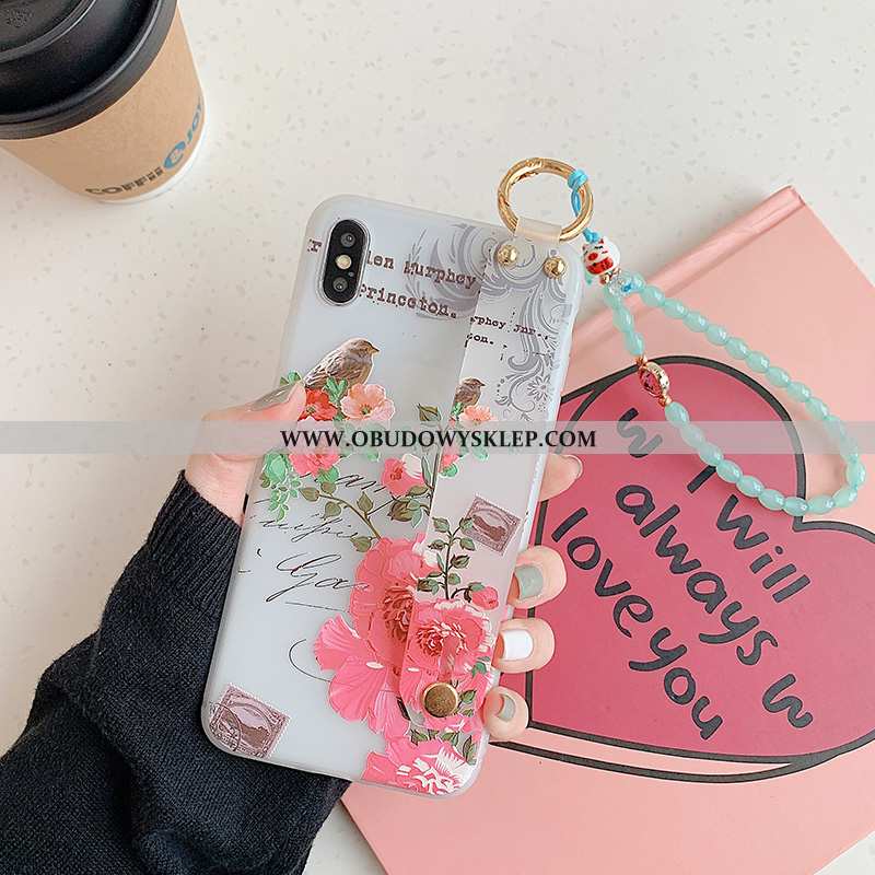 Etui iPhone Xs Nubuku Wspornik Telefon Komórkowy, Futerał iPhone Xs Ochraniacz Kwiaty Zielone