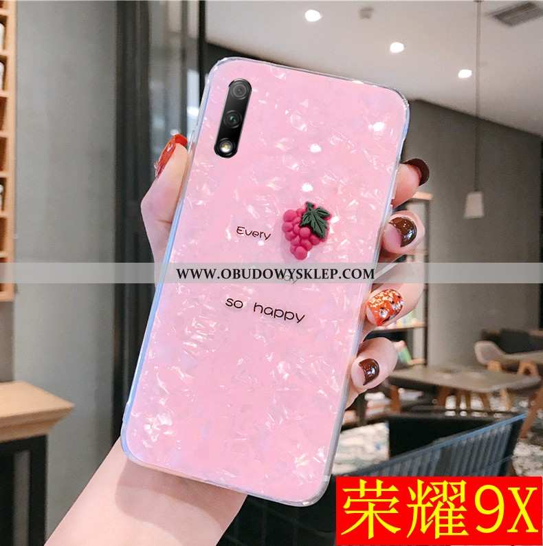 Futerał Honor 9x Wzór Czerwony Netto Przezroczysty, Pokrowce Honor 9x Miękki Anti-fall Rozowa