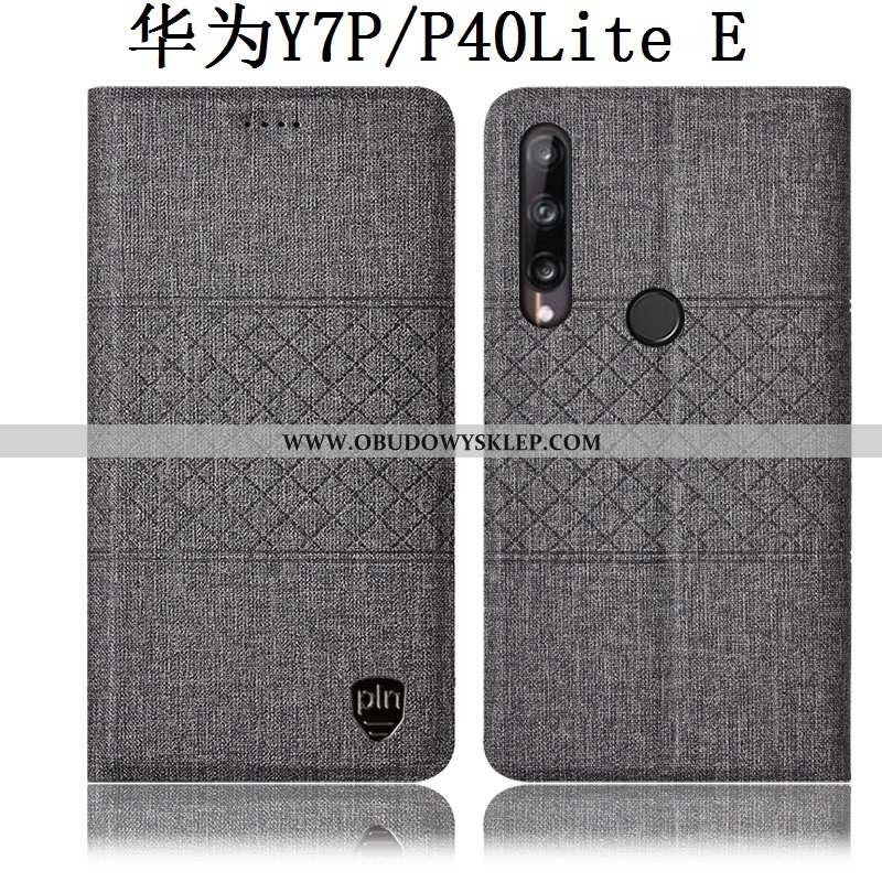 Futerał Huawei P40 Lite E Skórzane Etui Pokrowce W Kratę, Huawei P40 Lite E Ochraniacz Szara