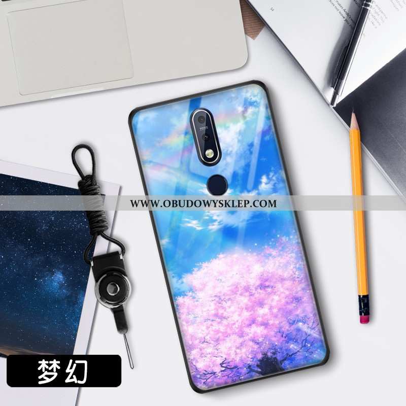 Futerał Nokia 7.1 Trendy Gwiaździsty Futerał, Pokrowce Nokia 7.1 Ochraniacz Szkło Niebieska