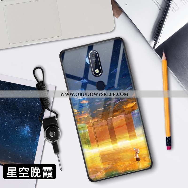 Futerał Nokia 7.1 Trendy Gwiaździsty Futerał, Pokrowce Nokia 7.1 Ochraniacz Szkło Niebieska
