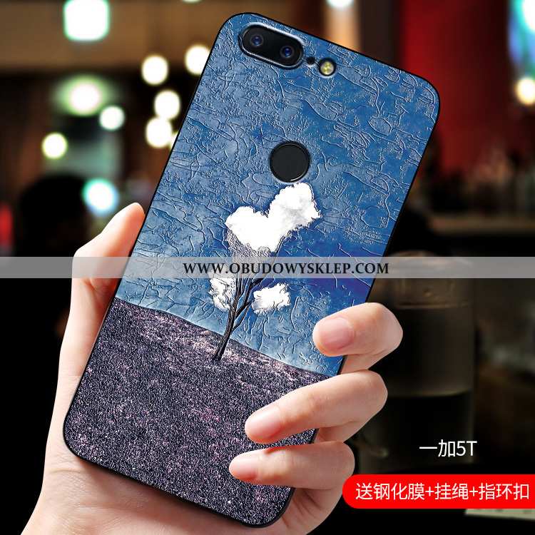 Futerał Oneplus 5t Cienkie Silikonowe Relief, Pokrowce Oneplus 5t Miękki Osobowość Niebieska