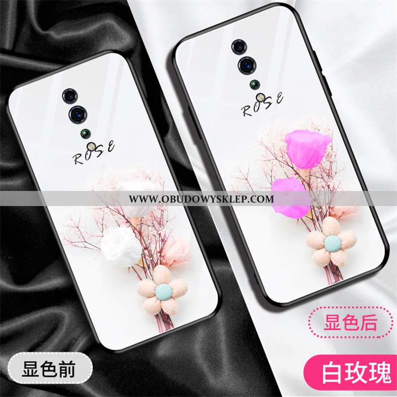 Futerał Oppo Reno Z Szkło Telefon Komórkowy, Pokrowce Oppo Reno Z Wisząca Szyja Kwiaty Biała