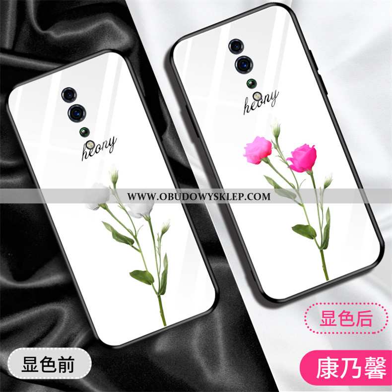 Futerał Oppo Reno Z Szkło Telefon Komórkowy, Pokrowce Oppo Reno Z Wisząca Szyja Kwiaty Biała