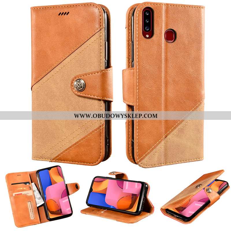 Futerał Samsung Galaxy A20s Skórzane Etui Wspornik Gwiazda, Pokrowce Samsung Galaxy A20s Portfel Kha