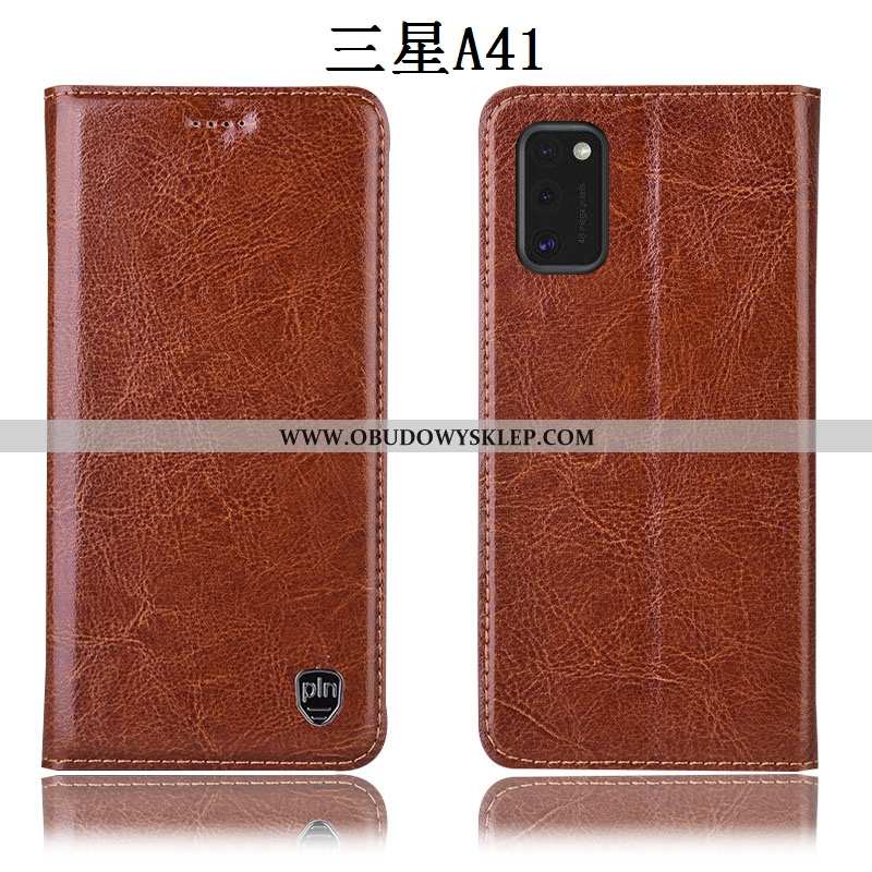 Futerał Samsung Galaxy A41 Skórzane Etui Ochraniacz Pokrowce, Pokrowce Samsung Galaxy A41 Wzór Czarn