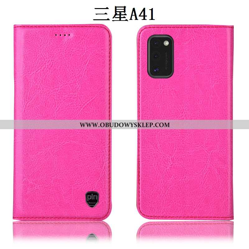 Futerał Samsung Galaxy A41 Skórzane Etui Ochraniacz Pokrowce, Pokrowce Samsung Galaxy A41 Wzór Czarn